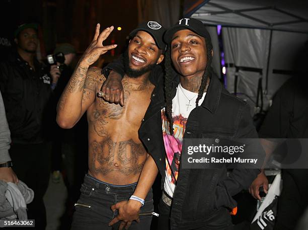 Rapper Tory Lanez and singer Jacquees attend the PANDORA Discovery Den SXSW on March 18, 2016 in Austin, Texas.