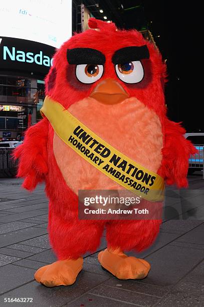 Red' attends THE ANGRY BIRDS MOVIE UN Honorary Ambassador Ceremony and Photo Call at Times Square on March 18, 2016 in New York City.