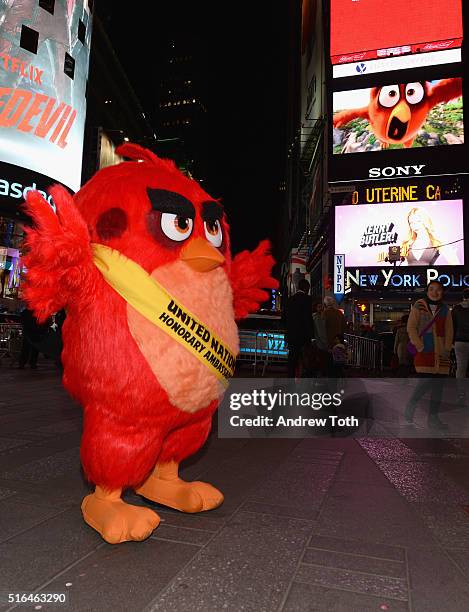 Red' attends THE ANGRY BIRDS MOVIE UN Honorary Ambassador Ceremony and Photo Call at Times Square on March 18, 2016 in New York City.