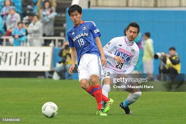 Keita Endo of Yokohama F.Marinos in action during the J.League match between Yokohama F.Marinos and Sagan Tosu at the Nippatsu Mitsuzawa Stadium on...