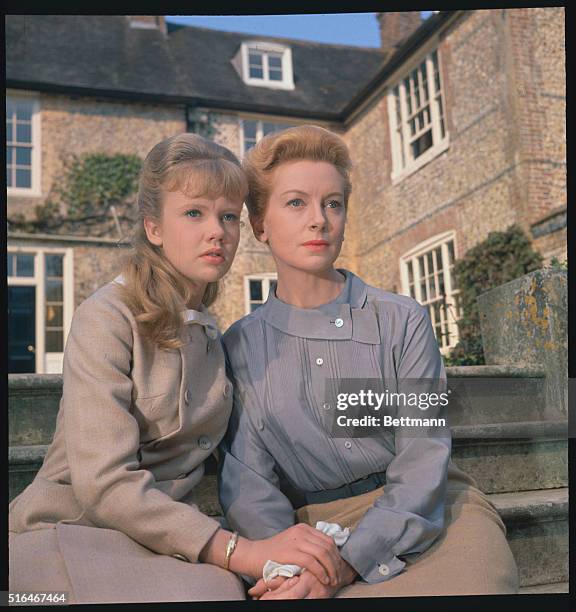 Deborah Kerr and Hayley Mills in a still from the movie The Chalk Garden, directed by Ronald Neame.