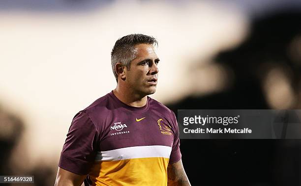 Corey Parker of the Broncos looks on before the round three NRL match between the Penrith Panthers and the Brisbane Broncos at Pepper Stadium on...