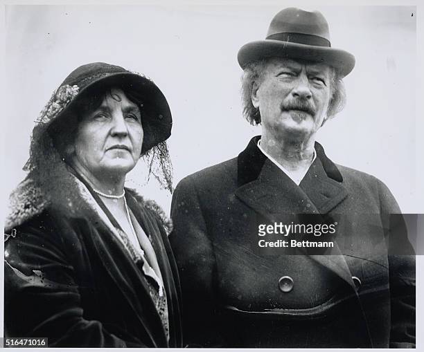 Ignacy Jan Paderewski, the most famous pianist of all times arriving for American tour with his wife.