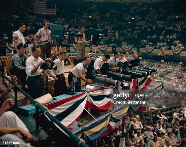 Scenes at Democratic Convention while Press Photographers ready their cameras.