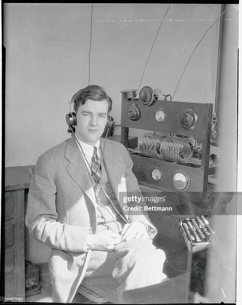 Herbert Hoover Jr. Listening to Headset