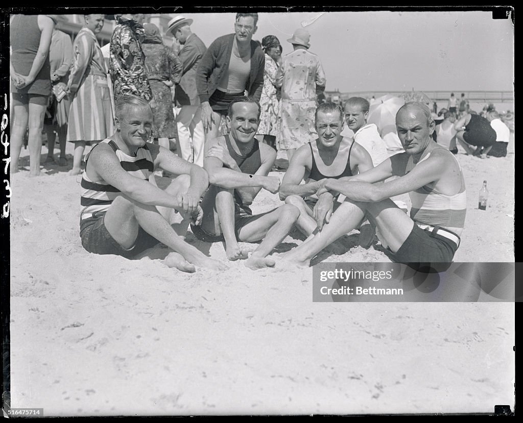 Al Jolson and Others Lounging on Beach