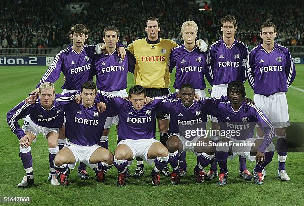 The Team of Anderlecht before The UEFA Champions League match between Werder Bremen and RSC Anderlecht at The Weser Stadium on November 2, 2004 in...