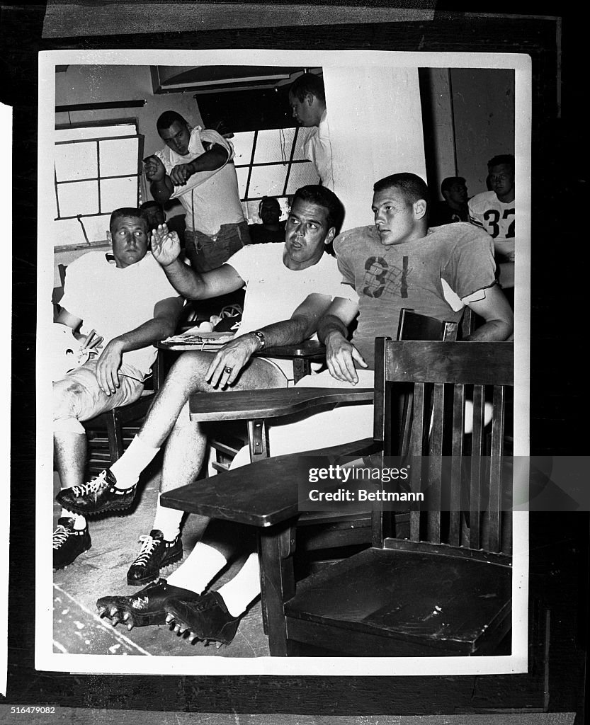 Coach Otto Graham Talking to Players