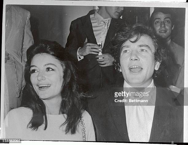 The English actor Albert Finney is shown with his bride French actress Anouk Aimee after their marriage at the Kensington Register Office here, on...