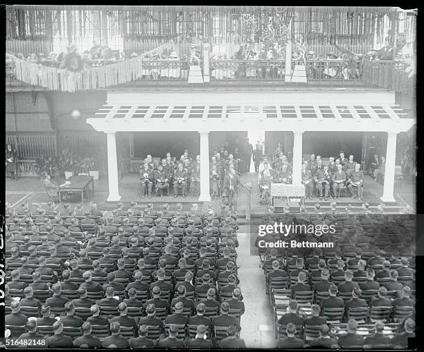 Naval Academy graduates large class...Seven negs, general views and long shots of Roosevelt speaking at the exercises.