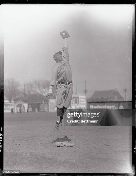 Heinie Groh, the Giant's third baseman is seen here. He will be seen at the same old stand this year.