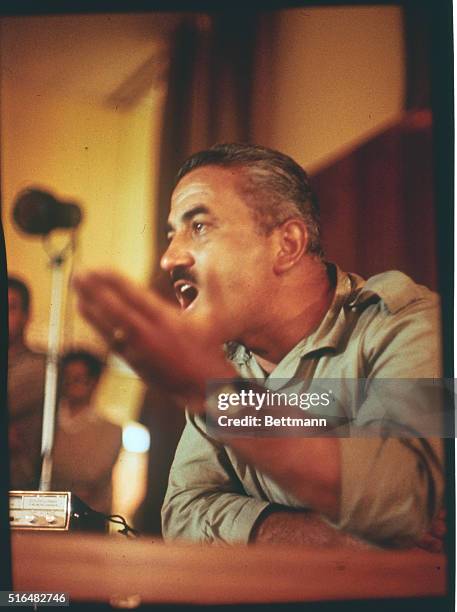 Amman, Jordan: Leader of the Popular Front for the Liberation of Palestine Dr. George Habash deliberates at a press conference at the...