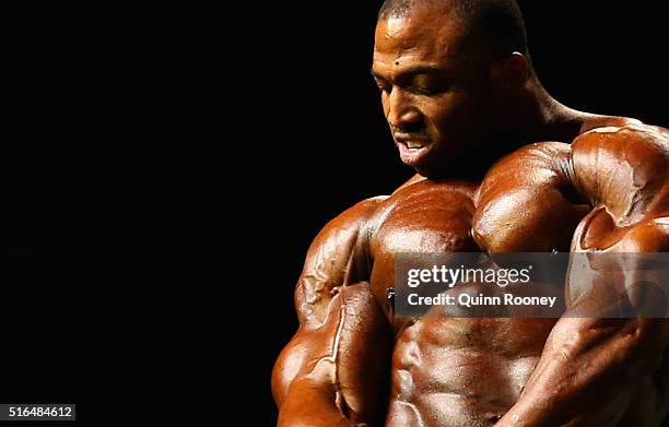 Cedric McMillan of the United States performs in the Arnold Classic Mens Bodybuilding Open during the 2016 Arnold Classic on March 19, 2016 in...