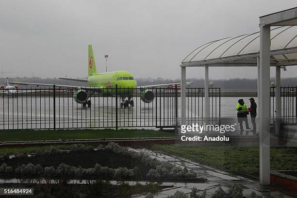 Rostov-on-Don airport is seen after FlyDubai Boeing 737-800 crashed down on the runway at the Rostov on Don airport in Russia on March 19, 2016. A...