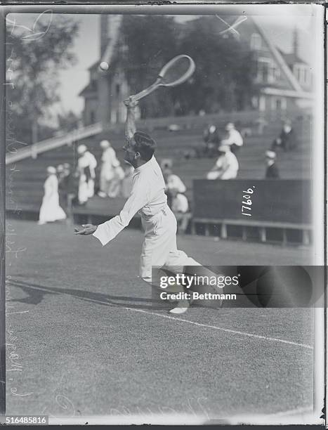 American Tennis contenders for places on the Davis Cup team, in elimination at Longwood Courts, Boston, Massachusetts. C. Mayes in action.