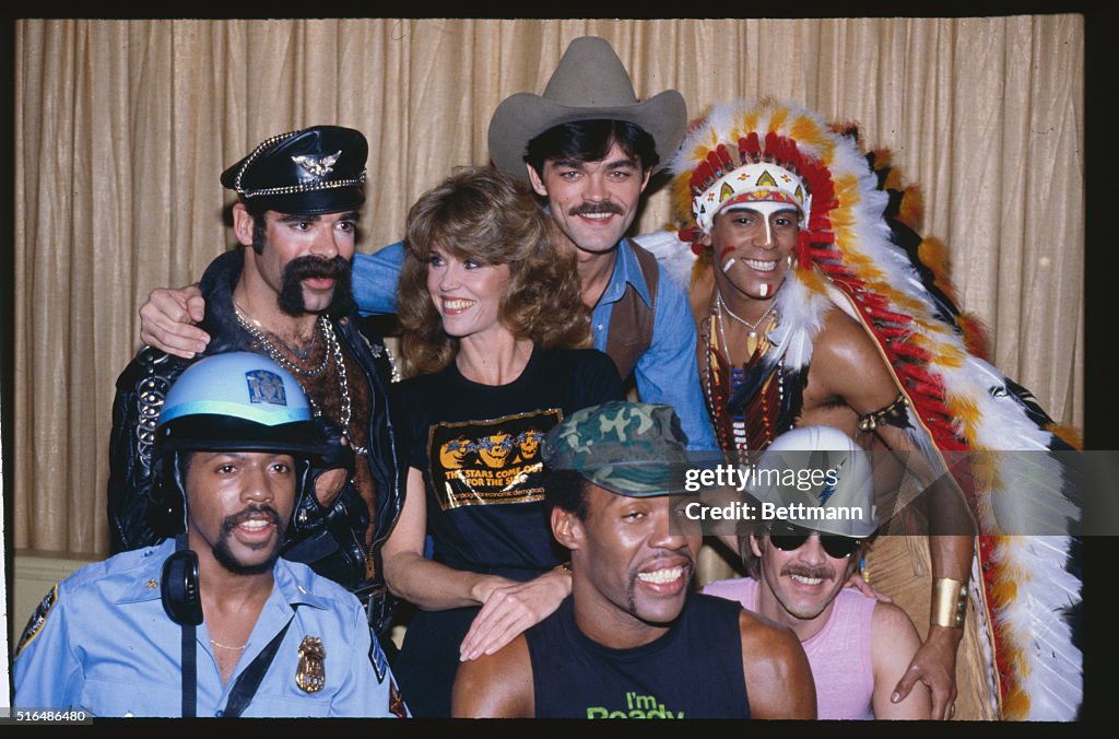 Jane Fonda Posing with Village People