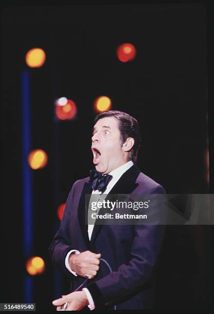 Hollywood, California: Singer Jerry Lewis performs during TV special.