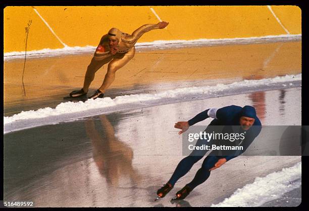 Heiden set a new Olympic record of 38.3 seconds and picked up the first of a hoped for five gold medals in Olympic skating events.