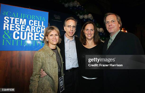 Jerry Zucker, Janet Zucker, Lucy Fisher and Doug Wick attend the Stem Cell Research Proposition party at the Biltmore Hotel November 2, 2004 in Los...