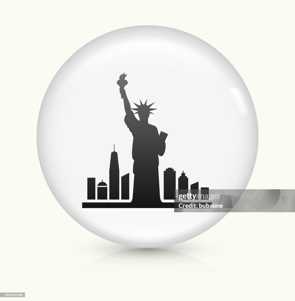 Statue of Liberty icon on white round vector button