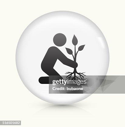 Planting Tree icon on white round vector button Planting Tree icon on white round vector button