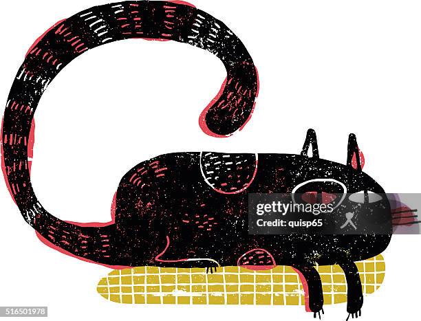 cat on pillow - cat portrait stock illustrations