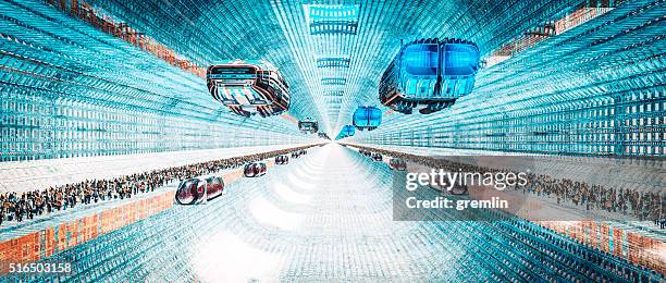 futuristic cityscape transportation concept - gliding stock pictures, royalty-free photos & images