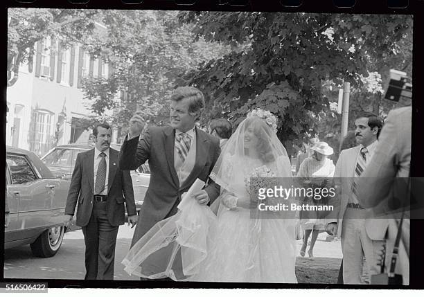 Courtney Kennedy arrives at her wedding with uncle, Senator Edward Kennedy, , at Holy Trinity Church. Senator Kennedy gave the bride away to Jeff...