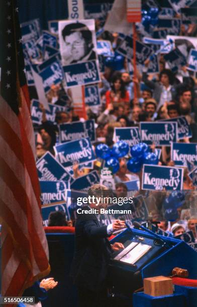 New York, NY: Senator Edward Kennedy addressing the Democratic National Convention.