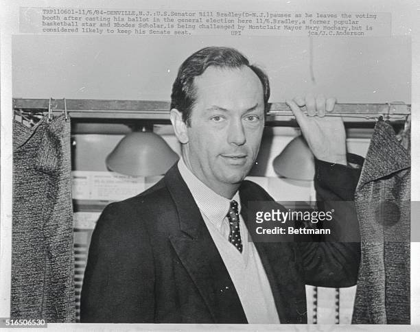 Senator Bill Bradley, , pauses as he leaves the voting booth after casting his ballot in the general election here. Bradley, a former popular...