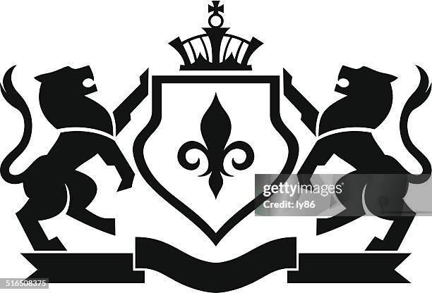 heraldry crest, coat of arms - roaring stock illustrations