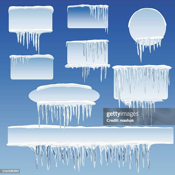 stockillustraties, clipart, cartoons en iconen met icicles frames - ijspegel