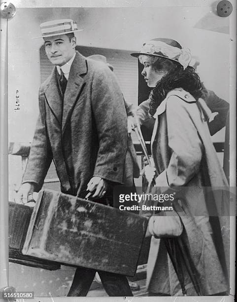 Junius Spencer Morgan and his bride are shown on their honeymoon arrival at San Francisco on their honeymoon.