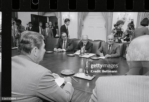Washington: President Reagan meets at the White House with Egyptian Foreign Minister Kamal Hassan Ali , Egyptian Ambassador to the U.S. Ashraf...