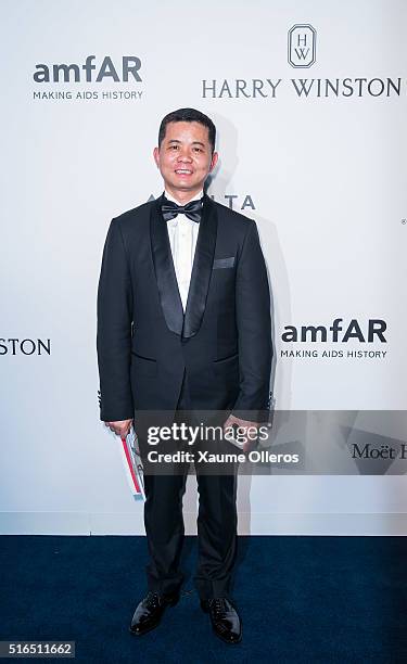 Guest attends the 2016 amfAR Hong Kong gala at Shaw Studios on March 19, 2016 in Hong Kong, Hong Kong.