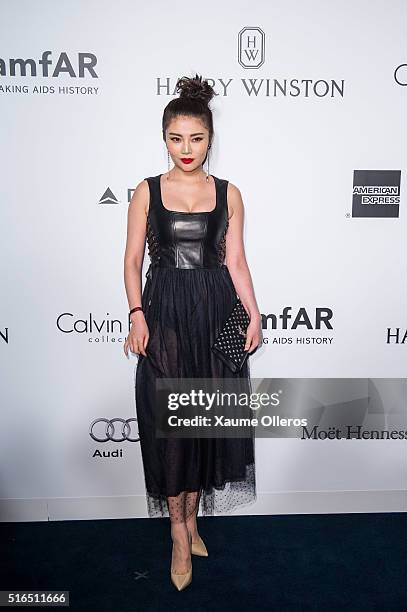 Guest attends the 2016 amfAR Hong Kong gala at Shaw Studios on March 19, 2016 in Hong Kong, Hong Kong.