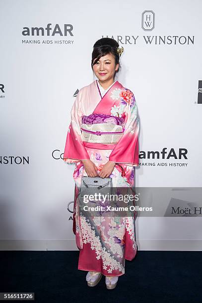 Guest attends the 2016 amfAR Hong Kong gala at Shaw Studios on March 19, 2016 in Hong Kong, Hong Kong.