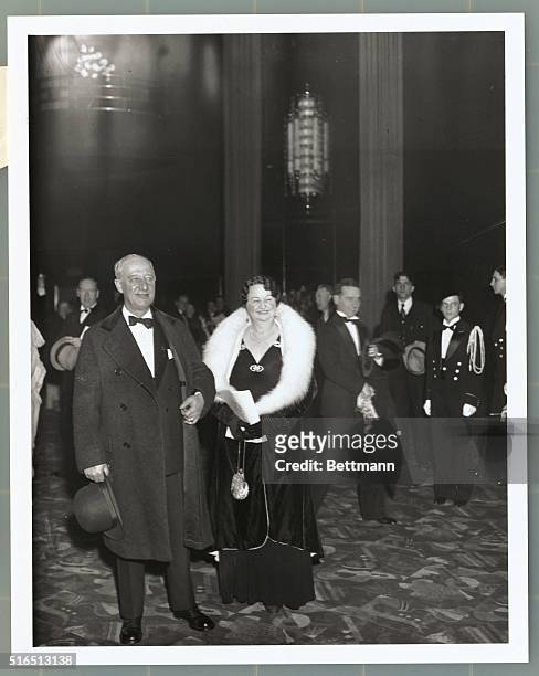 Alfred E. Smith and Mrs. Smith, seen as they arrived to attend the formal opening of the Radio City Music Hall in New York on December 27th. 6,200...