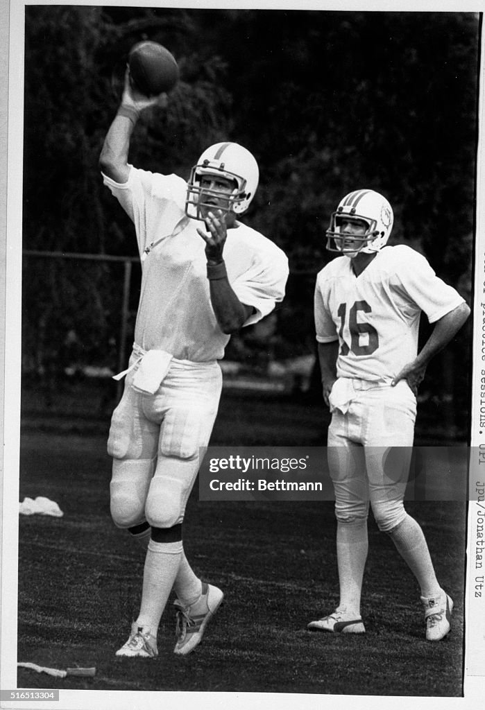 Dan Marino About to Throw Football in Practice