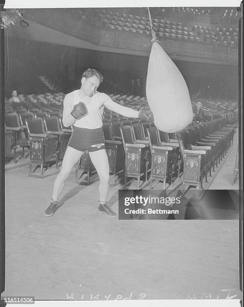 Los Angeles, California: Jimmy McLarnin, Vancouver welterweight, has settled down to serious training for his title bout with Young Corbett at Los...
