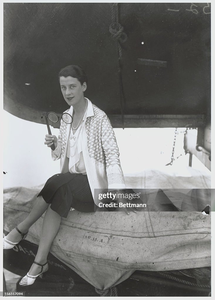 Actress Beatrice Lillie Posing with Large Spectacles