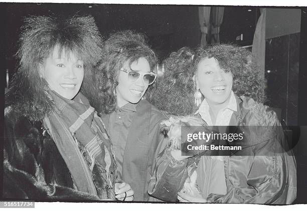 New York: The Pointer Sisters-June , Anita , and Ruth are shown as they were arriving for a rehearsal here recently. A double platinum album,...