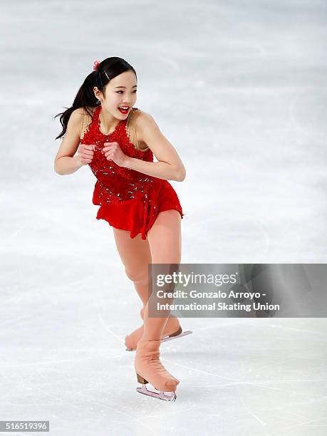 Marin Honda From Japan skates during the Ladie's Free Skating program of the ISU World Junior Figure Skating Championships 2016 at The Fonix Arena on...