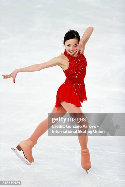 Marin Honda From Japan skates during the Ladie's Free Skating program of the ISU World Junior Figure Skating Championships 2016 at The Fonix Arena on...