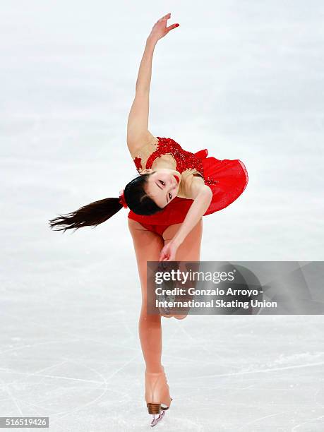 Marin Honda From Japan skates during the Ladie's Free Skating program of the ISU World Junior Figure Skating Championships 2016 at The Fonix Arena on...