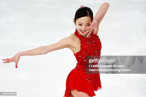 Marin Honda From Japan skates during the Ladie's Free Skating program of the ISU World Junior Figure Skating Championships 2016 at The Fonix Arena on...