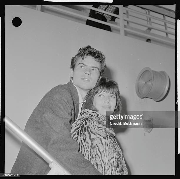 Actor Horst Buchholz arrived with actress wife, Miriam Bru, from Germany. Horst is en route to Hollywood to complete filming Billy Wilder's One, Two,...