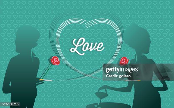 blind date - eating dates stock illustrations