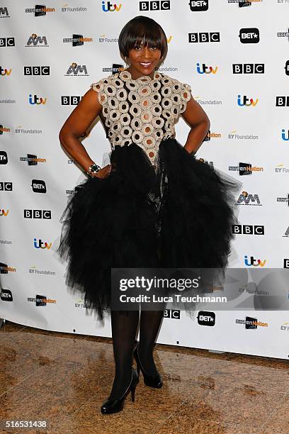Brenda Emmanus attends the annual Screen Nation Film & Television Awards Hilton London Metropole on March 19, 2016 in London, England.