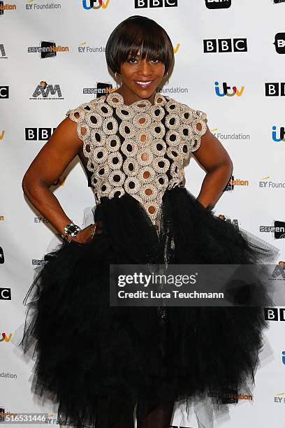 Brenda Emmanus attends the annual Screen Nation Film & Television Awards Hilton London Metropole on March 19, 2016 in London, England.